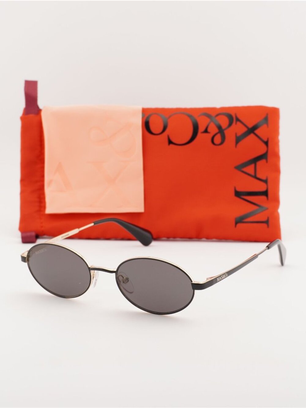 Max & Co MO0093 01A Oval Sunglasses - Shiny Black / Smoke